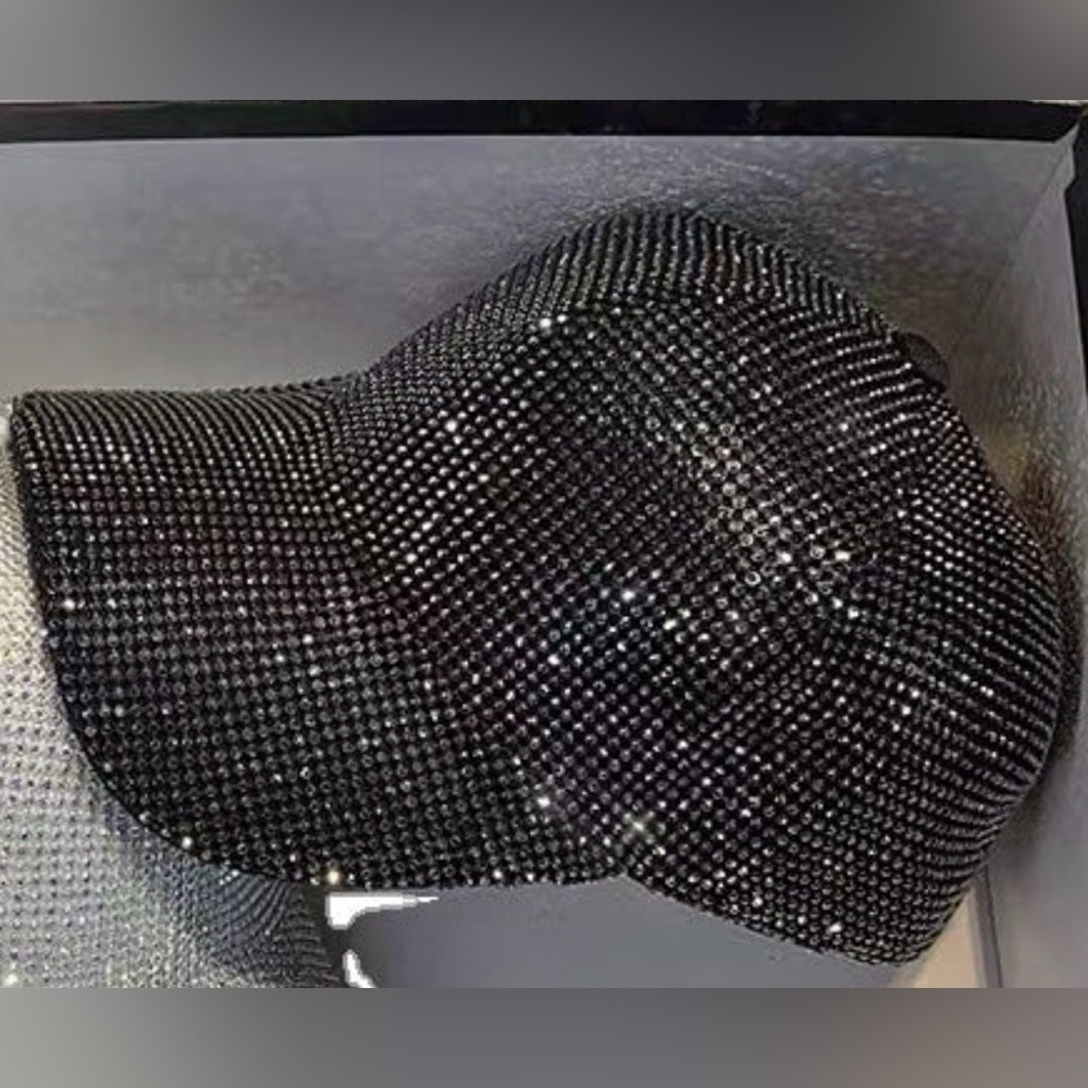 Black Crystal-Embellished Women's Baseball Cap
